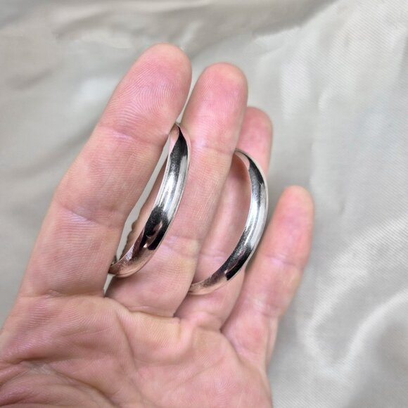 Vintage Classic Sterling Silver Hoop Earrings, Stamped 925, Women's Earrings - Picture 6 of 7